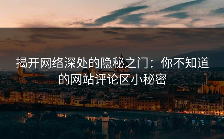 揭开网络深处的隐秘之门：你不知道的网站评论区小秘密  第1张
