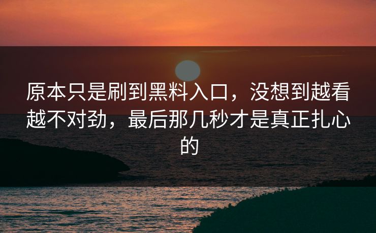 原本只是刷到黑料入口，没想到越看越不对劲，最后那几秒才是真正扎心的