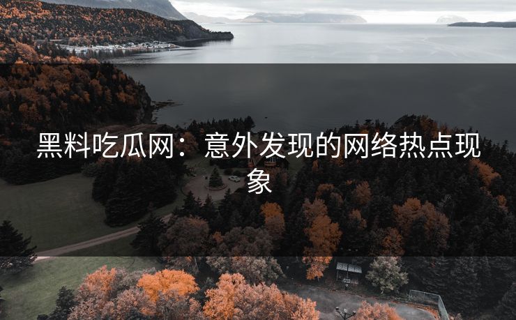 黑料吃瓜网：意外发现的网络热点现象  第1张