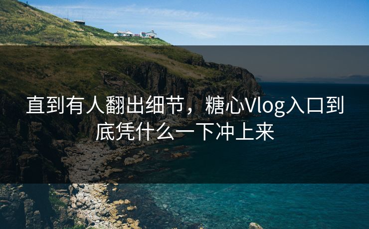 直到有人翻出细节，糖心Vlog入口到底凭什么一下冲上来  第1张