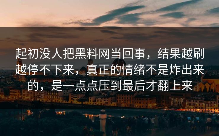 起初没人把黑料网当回事，结果越刷越停不下来，真正的情绪不是炸出来的，是一点点压到最后才翻上来  第1张