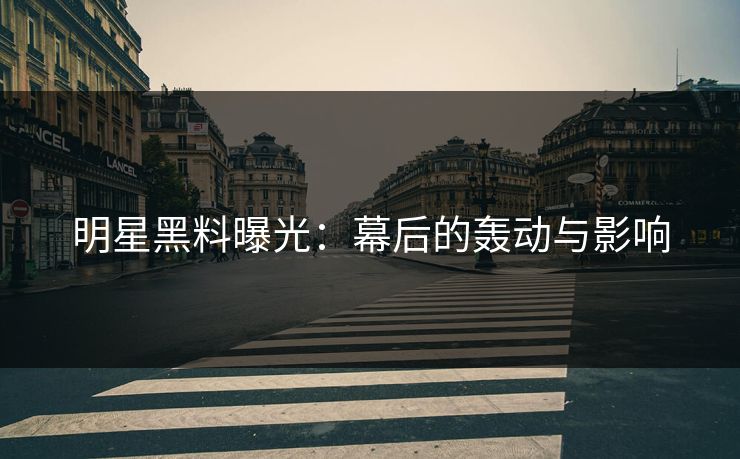 明星黑料曝光：幕后的轰动与影响  第1张